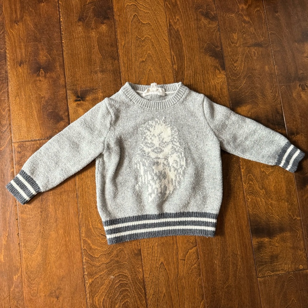 Gap Kids Star Wars Chewbacca Gray Knit‎ Sweater 18-24 Months Striped Trim